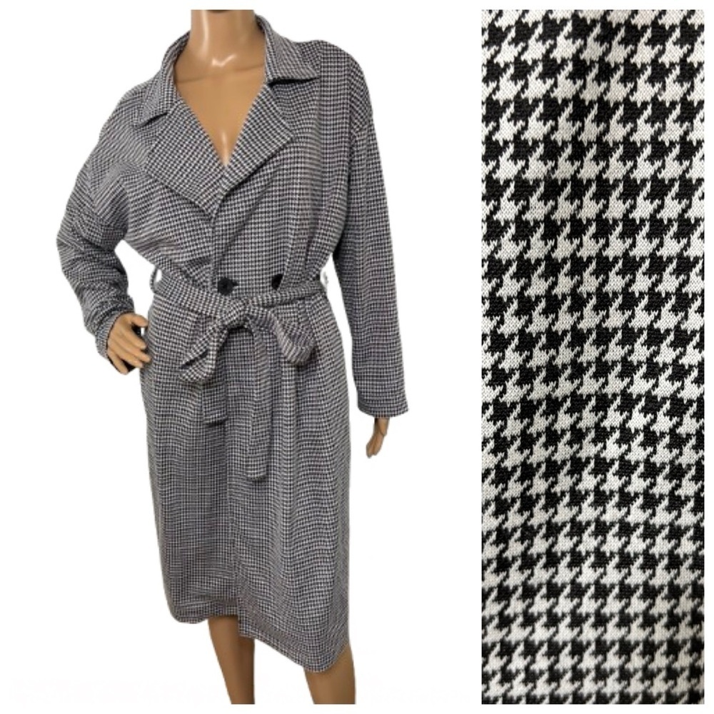 Good Hart Black/White Houndstooth Double Breasted French Coat Size M